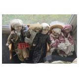 (5) dolls - porcelain and cloth