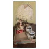 Doll lamp and (2) oil lamps