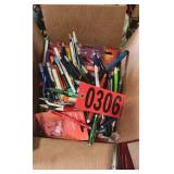 Box of pens and erasers