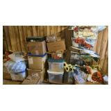 Large grouping of bedding, towels, plastic tubs