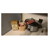 Crack pot, basket and tin