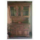 Early American style 2-piece hutch 70in x 39in x