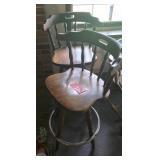 (2) wood swivel bar stools
