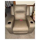 Gray Leather  Like Oversized Rocker/Recliner