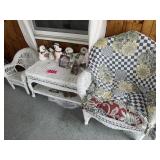 6Pc White Wicker Patio Furn set w/cushions