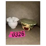 Sm White Fenton Rose Bowl