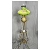 Electrified floor style parlor lamp with hand