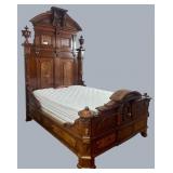 8ft + x 65in Ornate bed with heavy carving with
