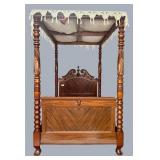 Mahogany, heavy carved, palm frawned Canopy