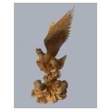 Hawk and Quail figural wood carving, Approx. 3ft