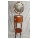 Cherry round, mirrored shaving stand 66in high