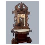 Heavy carved, walnut, mirrored Hall Eterge with