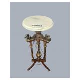 Wood base Cherub, heavy ornate, marble top fern