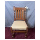 Leather seat wood side chair