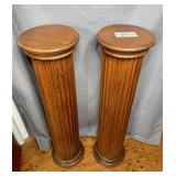 (2) walnut column plant stands 41in high