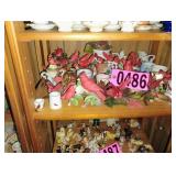 Contents of shelf - Assorted Mini Cardinal Decor