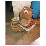 Box of Assorted Doll Furniture / Wood Shelves