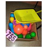 Box of Kids Wheelbarrow / Bowling Set