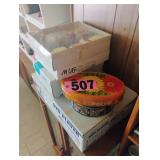 DVD Player / Tin cans / Yarn