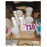 Flat of Milk Glass Vases