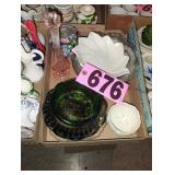 Flat of Pink Fenton Vase / Ash Trays