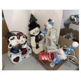 Snowman Tabletop Lantern & Block Decor