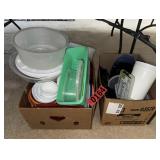Two Capacity Boxes of Kitchen Plasticware Tubs