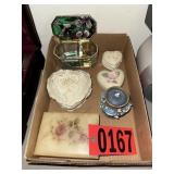 Stained Glass & Alabaster Musical Trinket Boxes