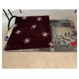 Burgundy Floral & Gray Geometric Accent Rugs
