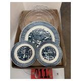 Blue and White Landscape Transferware Set