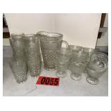 Clear Pressed Diamond-Cut Glassware Set