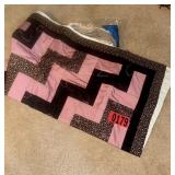 Pink & Black Chevron Steps Patchwork Quilt