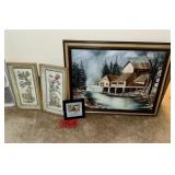 Framed Water Mill Oil Painting & Gold Art Prints