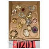 Collection of 15 Vintage Costume Cameo Brooches