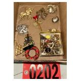 Rhinestone Christmas Tree Pins & Brooches Tray