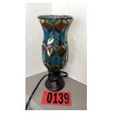 Stained Mosaic Glass Hurricane Table Lamp