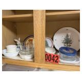 Christmas Serving Platters & Pyrex Bowl Cabinet