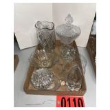 Diamond-Point Glass Vase & Candy Jar Lot