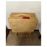 Four-Piece Wood TV Tray Table Set with Stand