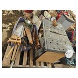 Tub w/ Saws and misc. items & Table Saw