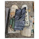 Misc. Trash Can, Signs, Brooms, Propane Tank
