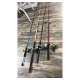 For spinning fishing reels with poles, including