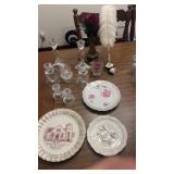 Candle holders, church plates, glass, Rose