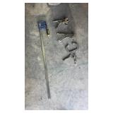 3 vice grip clamps and a 36 inch Irwin Clamp