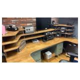 Metal desk with custom wood top table includes
