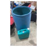 Plastic 55 gallon drum and water jug