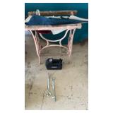 Iron, treadle, sewing machine, base umbrella,