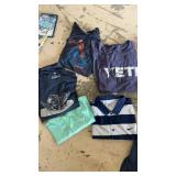 Several XL golf shirts and advertising T-shirts,