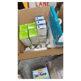 Kitchen towels, knives, several lightbulbs air