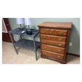 4 drawer, chest plastic shelving, unit and lamps